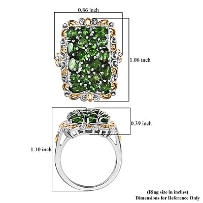 EverTrue Chrome Diopside 3.80 ctw Victorian Filigree Ring in 18K YG Plated and Platinum Bond (Size 5.0)