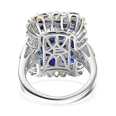 EverTrue Masoala Sapphire (D) 5.85 ctw Victorian Filigree Ring in 18K YG Plated and Platinum Bond (Size 6.0)