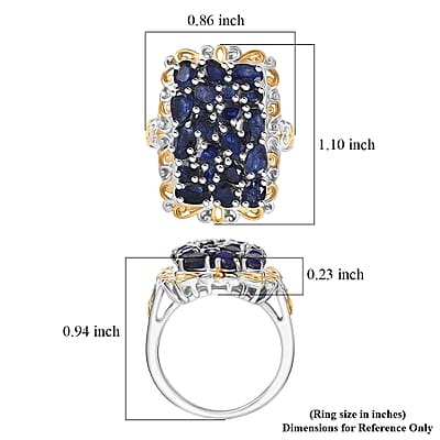 EverTrue Masoala Sapphire (D) 5.85 ctw Victorian Filigree Ring in 18K YG Plated and Platinum Bond (Size 6.0)