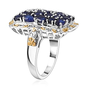 EverTrue Masoala&nbsp;Sapphire&nbsp;(D) 5.85 ctw Victorian Filigree Ring in 18K YG Plated and Platinum Bond (Size 9.0)