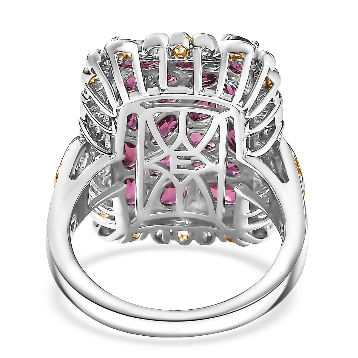 EverTrue Orissa Rhodolite Garnet 5.30 ctw Victorian Filigree Ring in 18K YG Plated and Platinum Bond (Size 5.0) image number 4