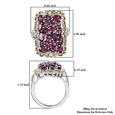 EverTrue Orissa Rhodolite Garnet 5.30 ctw Victorian Filigree Ring in 18K YG Plated and Platinum Bond (Size 5.0)