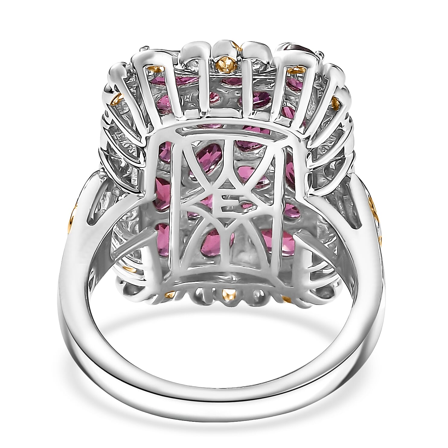 EverTrue Orissa Rhodolite Garnet 5.30 ctw Victorian Filigree Ring in 18K YG Plated and Platinum Bond (Size 6.0)