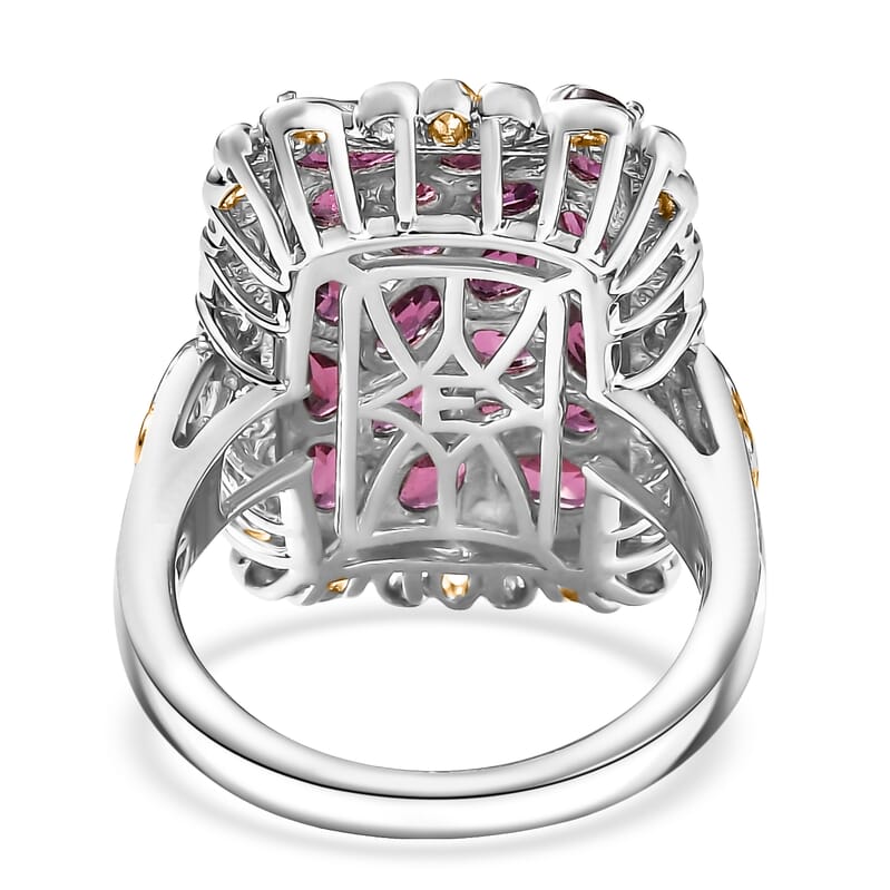 EverTrue Orissa Rhodolite Garnet 5.30 ctw Victorian Filigree Ring in 18K YG Plated and Platinum Bond (Size 6.0)