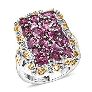 EverTrue Orissa Rhodolite Garnet 5.30 ctw Victorian Filigree Ring in 18K YG Plated and Platinum Bond (Size 7.0)