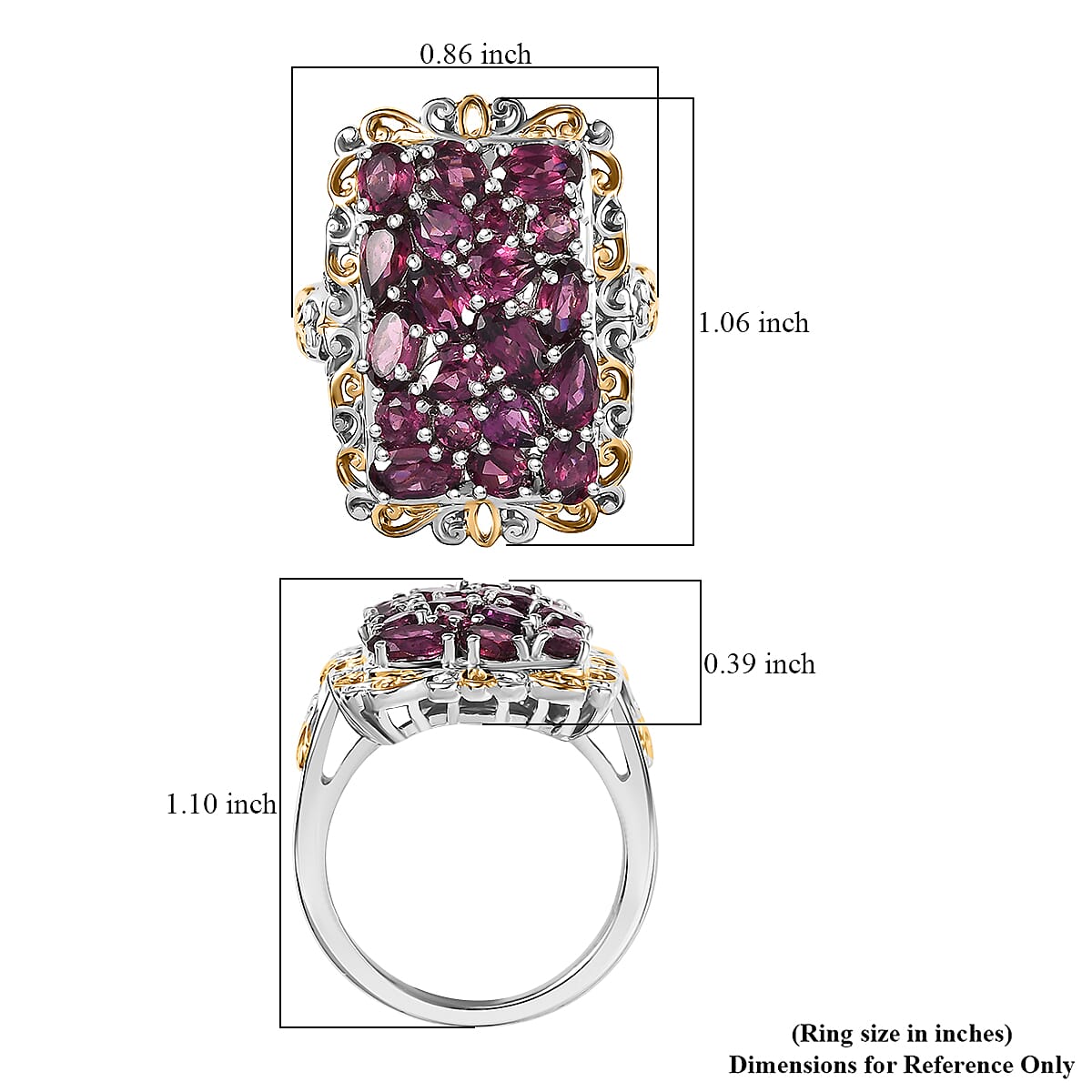 EverTrue Orissa Rhodolite Garnet 5.30 ctw Victorian Filigree Ring in 18K YG Plated and Platinum Bond (Size 7.0) image number 5