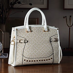 La Marey Khaki Faux Leather Crossbody Bag with Shoulder Strap