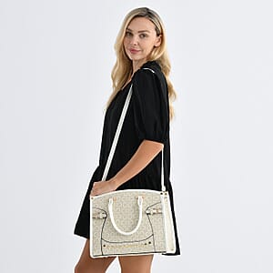 La Marey Khaki Faux Leather Crossbody Bag with Shoulder Strap
