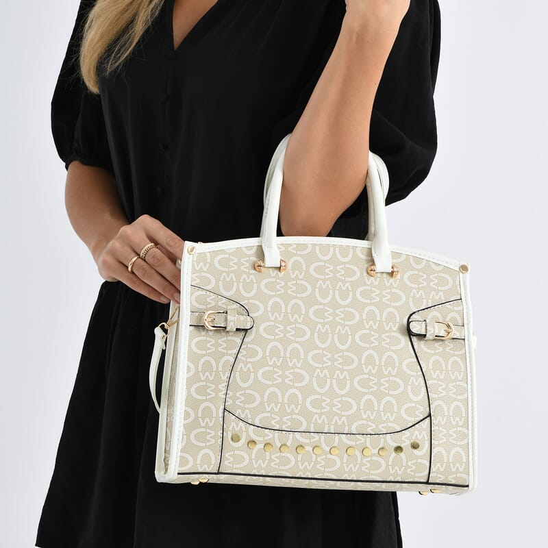 La Marey Khaki Faux Leather Crossbody Bag with Shoulder Strap