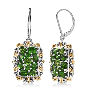 EverTrue Chrome Diopside 4.00 ctw Earrings in 18K YG Plated and Platinum Bond