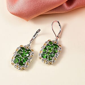EverTrue Chrome Diopside 4.00 ctw Earrings in 18K YG Plated and Platinum Bond