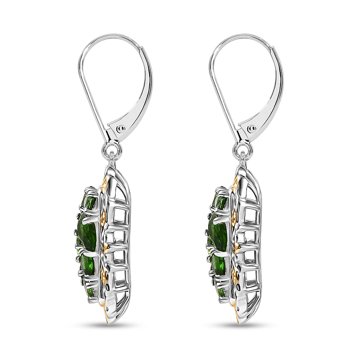 EverTrue Chrome Diopside 4.00 ctw Earrings in 18K YG Plated and Platinum Bond image number 3
