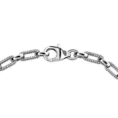 GP Celestial Dream Special Murano Style and White Zircon 0.30 ctw Bracelet in Rhodium Over Sterling Silve (7.25 In)