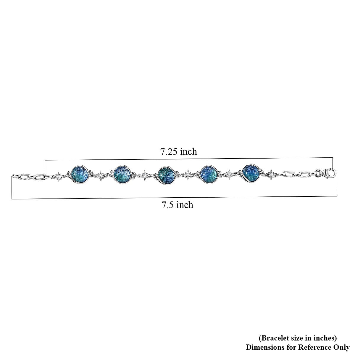 GP Celestial Dream Special Murano Style and White Zircon 0.30 ctw Bracelet in Rhodium Over Sterling Silve (7.25 In) (Del. in 12-15 Days)  image number 5