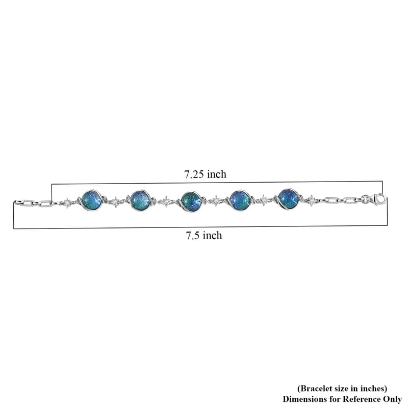 GP Celestial Dream Special Murano Glass and White Zircon 0.30 ctw Bracelet in Rhodium Over Sterling Silve (7.25 In)
