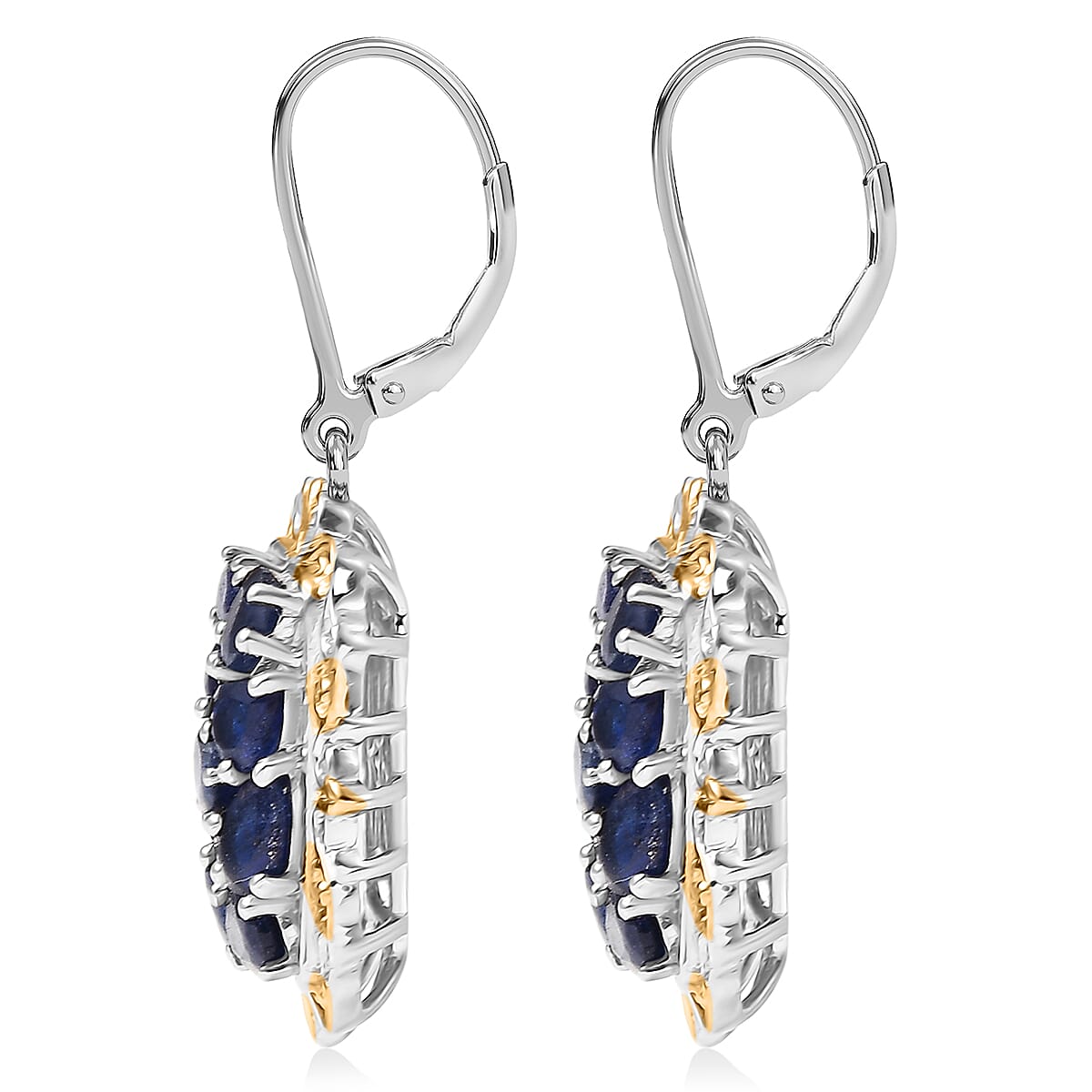EverTrue Masoala&nbsp;Sapphire&nbsp;(D) 4.90 ctw Victorian Filigree Earrings in 18K YG Plated and Platinum Bond image number 3