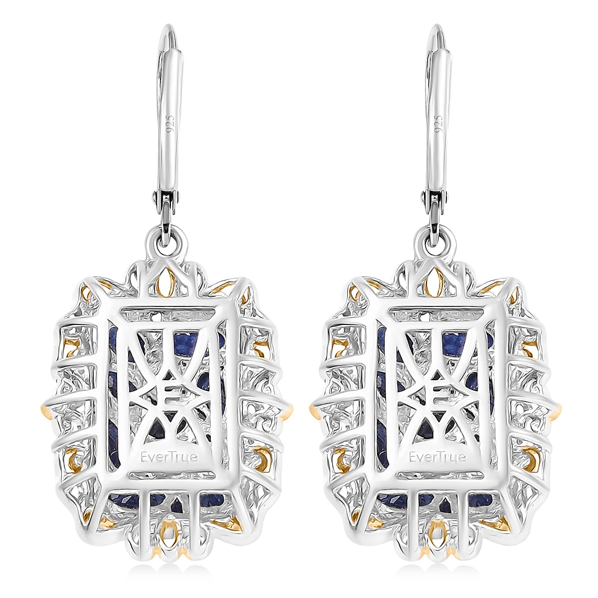 EverTrue Masoala&nbsp;Sapphire&nbsp;(D) 4.90 ctw Victorian Filigree Earrings in 18K YG Plated and Platinum Bond image number 4