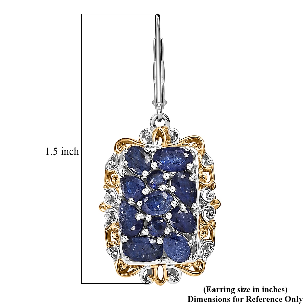 EverTrue Masoala&nbsp;Sapphire&nbsp;(D) 4.90 ctw Victorian Filigree Earrings in 18K YG Plated and Platinum Bond image number 5