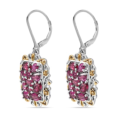 EverTrue Orissa Rhodolite Garnet 4.20 ctw Victorian Filigree Earrings in 18K YG Plated and Platinum Bond