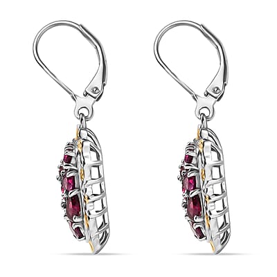 EverTrue Orissa Rhodolite Garnet 4.20 ctw Victorian Filigree Earrings in 18K YG Plated and Platinum Bond