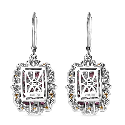 EverTrue Orissa Rhodolite Garnet 4.20 ctw Victorian Filigree Earrings in 18K YG Plated and Platinum Bond