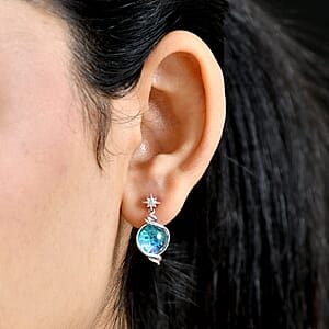 GP Celestial Dream Special Murano Style, Zircon Earrings in Rhodium Over Sterling Silver 0.10 ctw