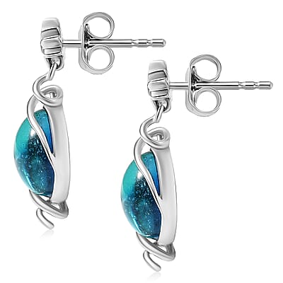 GP Celestial Dream Special Murano Style, Zircon Earrings in Rhodium Over Sterling Silver 0.10 ctw