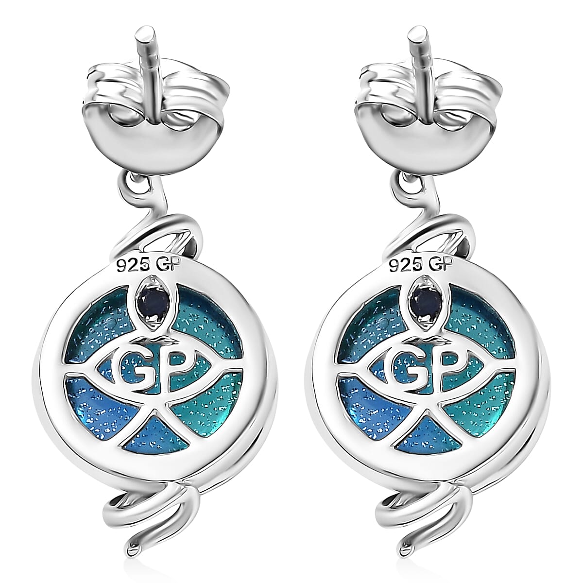 GP Celestial Dream Special Murano Style and White Zircon 0.10 ctw Earrings in Rhodium Over Sterling Silver image number 6