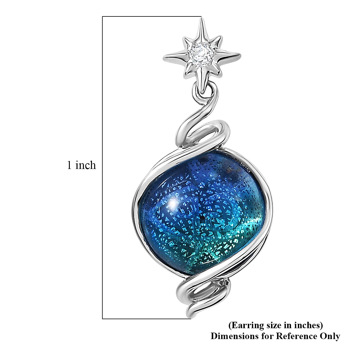 GP Celestial Dream Special Murano Style, Zircon Earrings in Rhodium Over Sterling Silver 0.10 ctw