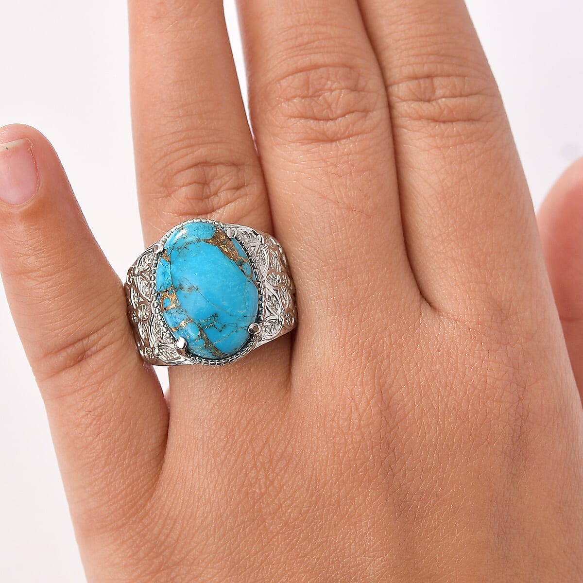 EverTrue Chestnut Brine Turquoise Ring in Stainless Steel (Size 10.0) 11.30 ctw image number 2