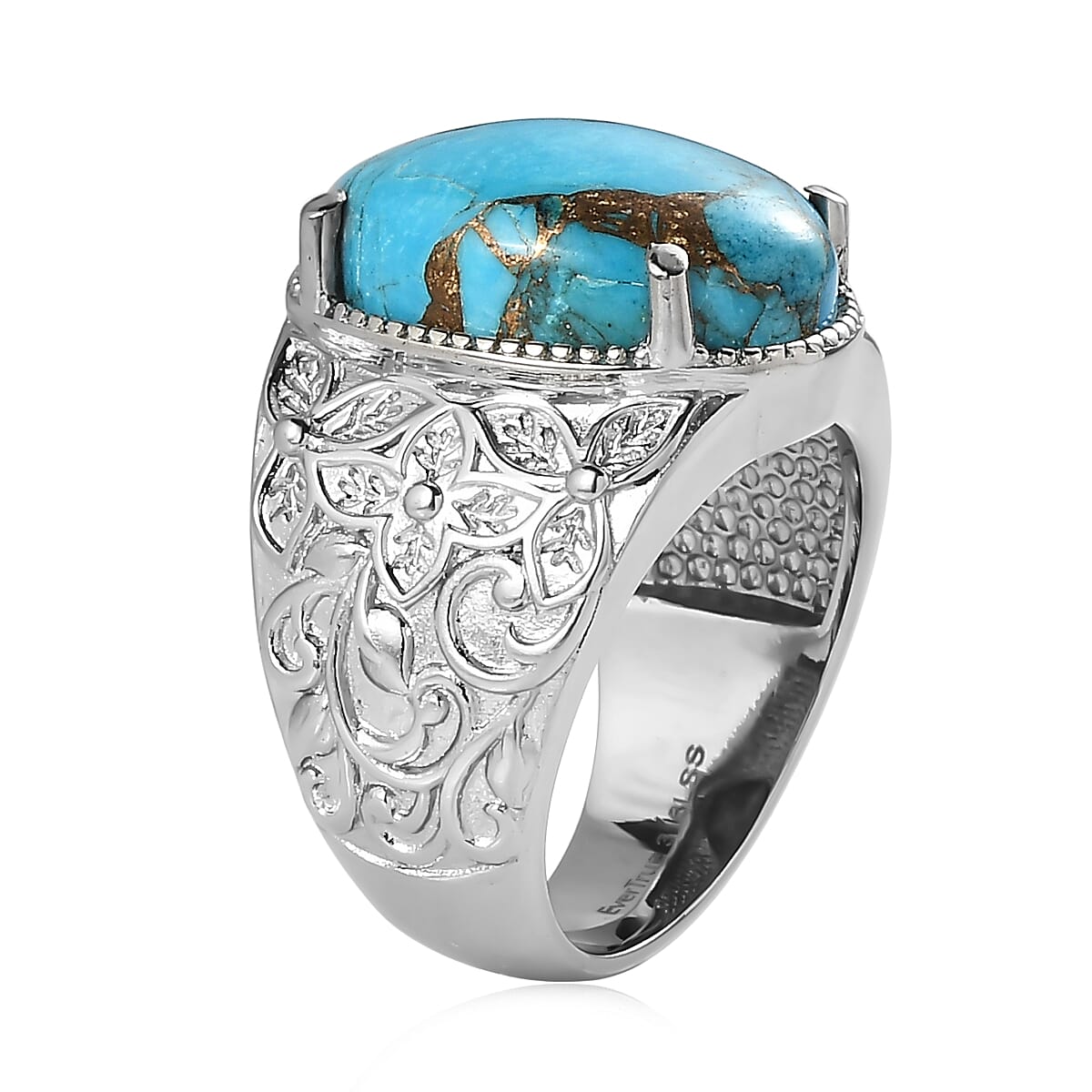 EverTrue Chestnut Brine Turquoise Ring in Stainless Steel (Size 10.0) 11.30 ctw image number 3