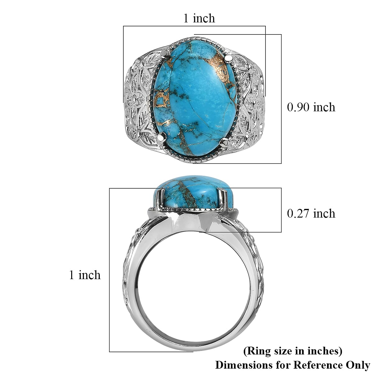EverTrue Chestnut Brine Turquoise Ring in Stainless Steel (Size 10.0) 11.30 ctw image number 5