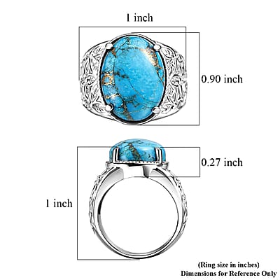 EverTrue Chestnut Brine Turquoise Ring in Stainless Steel (Size 10.0) 11.30 ctw