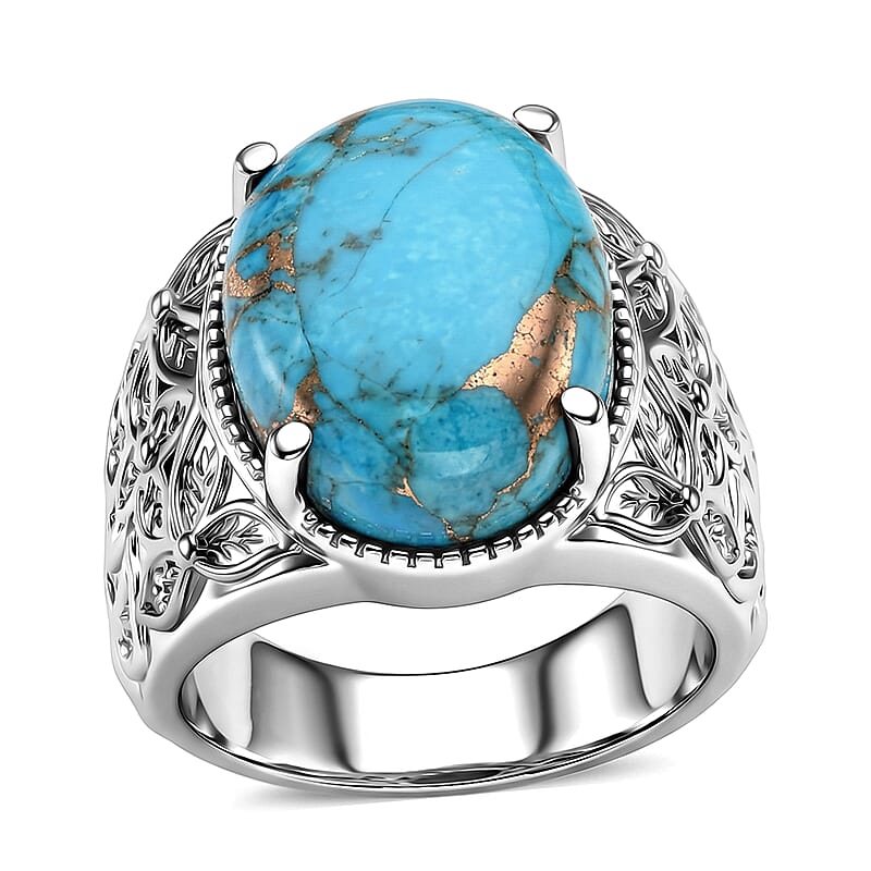 EverTrue Chestnut Brine Turquoise Ring in Stainless Steel (Size 5.0) 11.30 ctw