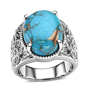 EverTrue Chestnut Brine Turquoise Ring in Stainless Steel (Size 6.0) 11.30 ctw