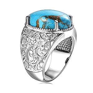 EverTrue Chestnut Brine Turquoise Ring in Stainless Steel (Size 6.0) 11.30 ctw