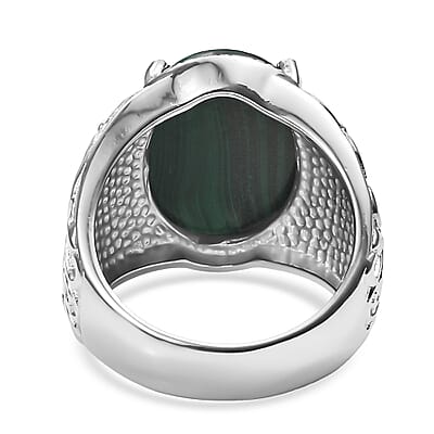 EverTrue African Malachite Ring in Stainless Steel (Size 10.0) 15.60 ctw