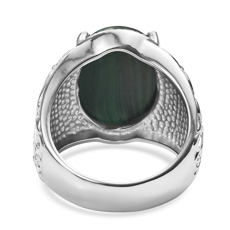EverTrue African Malachite Ring in Stainless Steel (Size 10.0) 15.60 ctw