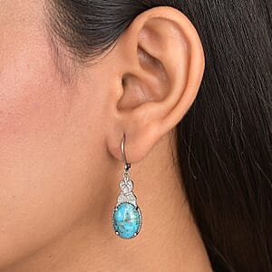 EverTrue Chestnut Brine Turquoise 11.70 ctw Earrings in Stainless Steel
