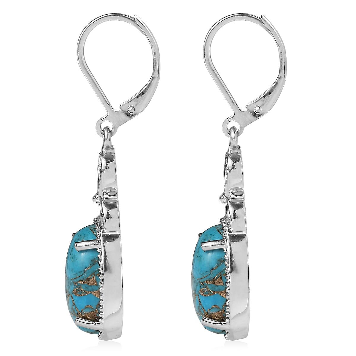 EverTrue Chestnut Brine Turquoise 11.70 ctw Earrings in Stainless Steel image number 3