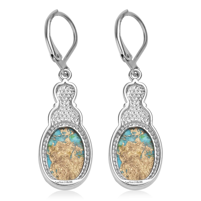 EverTrue Chestnut Brine Turquoise 11.70 ctw Earrings in Stainless Steel