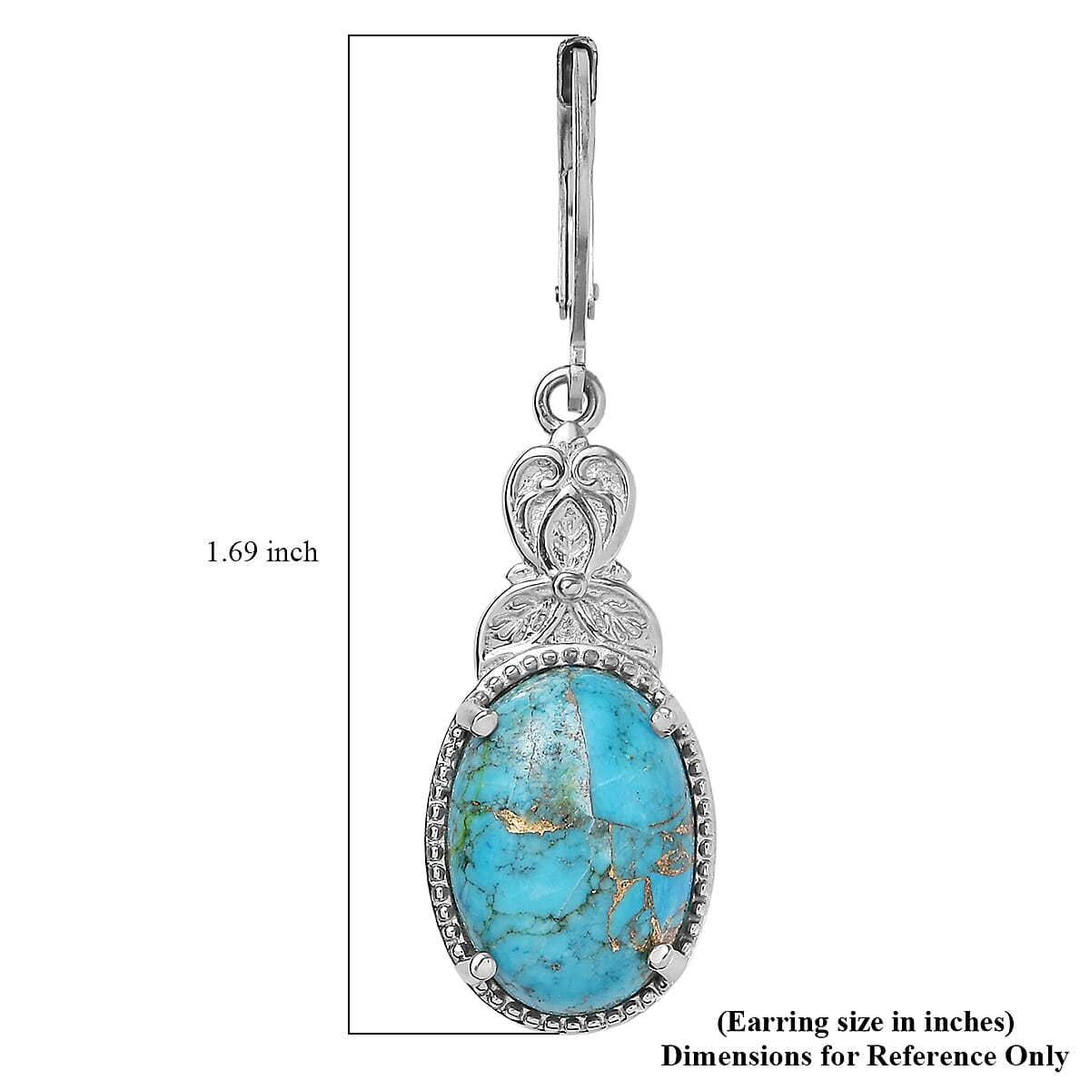 EverTrue Chestnut Brine Turquoise 11.70 ctw Earrings in Stainless Steel image number 5