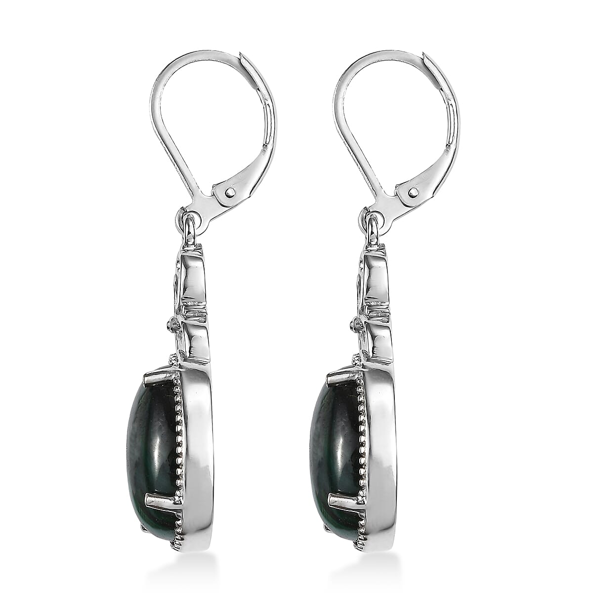 EverTrue African Malachite 16.90 ctw Earrings in Stainless Steel image number 3