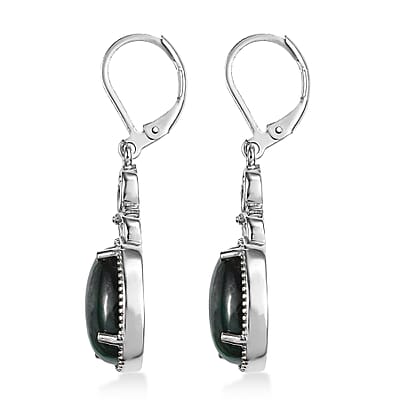 EverTrue African Malachite 16.90 ctw Earrings in Stainless Steel