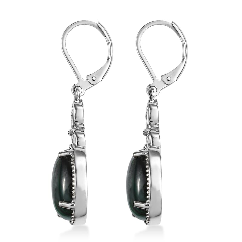EverTrue African Malachite 16.90 ctw Earrings in Stainless Steel
