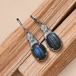 EverTrue Malagasy Labradorite 12.70 ctw Earrings in Stainless Steel