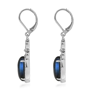 EverTrue Malagasy Labradorite 12.70 ctw Earrings in Stainless Steel