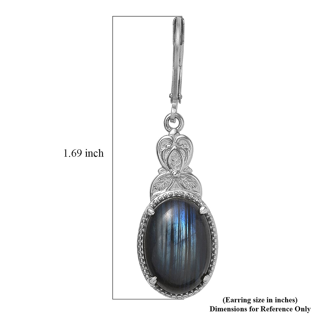 EverTrue Malagasy Labradorite 12.70 ctw Earrings in Stainless Steel