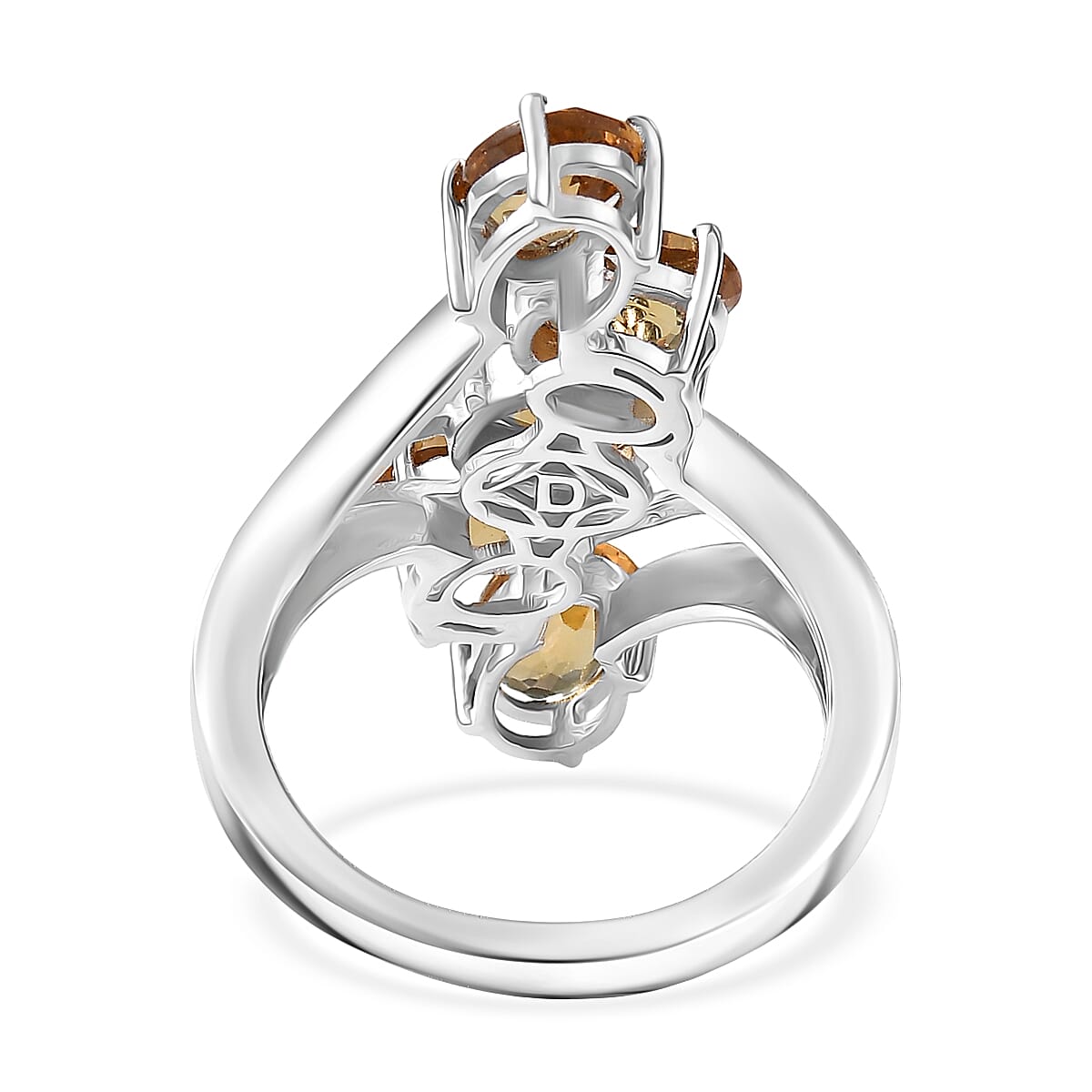 D'Joy Golden Fall Autumn Alexite 3.85 ctw Journey Ring in Platinum Over Sterling Silver (Size 10.0)