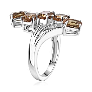 D'Joy Autumn Alexite 3.85 ctw 5 Stone Ring in Platinum Over Sterling Silver (Size 9.0)